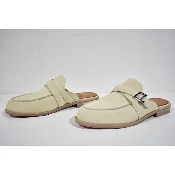 Christian Louboutin Muloman Flat Beige Suede Backless Slide Loafer Mule 42 9